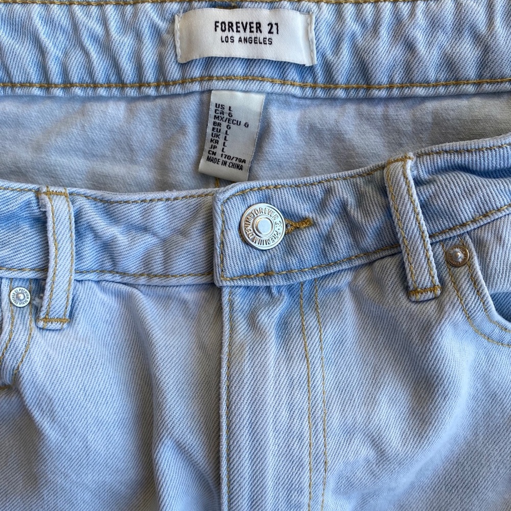 Light Wash Distressed Denim Mini Skirt - Picture 4 of 4
